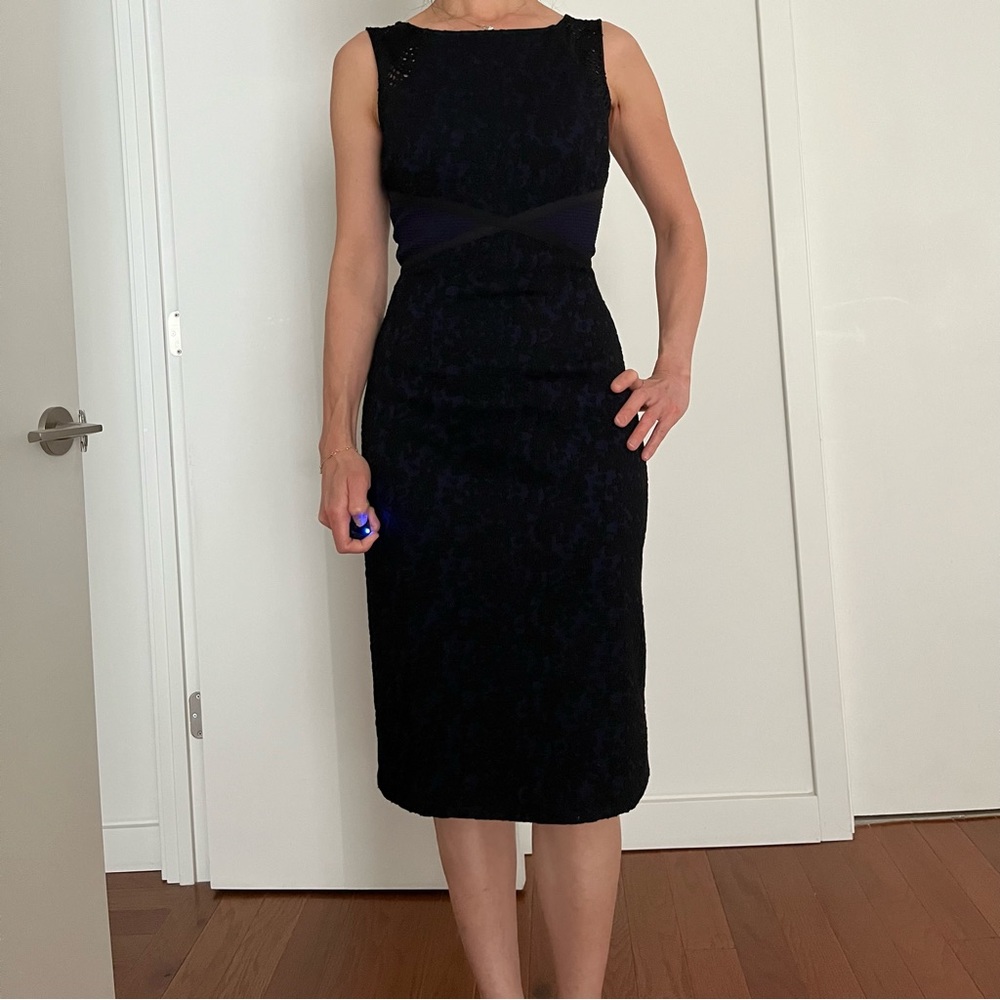 NWT Anthropologie Moulinette Soeurs Brocade Dress XS Black Blue Cocktail Bodycon
